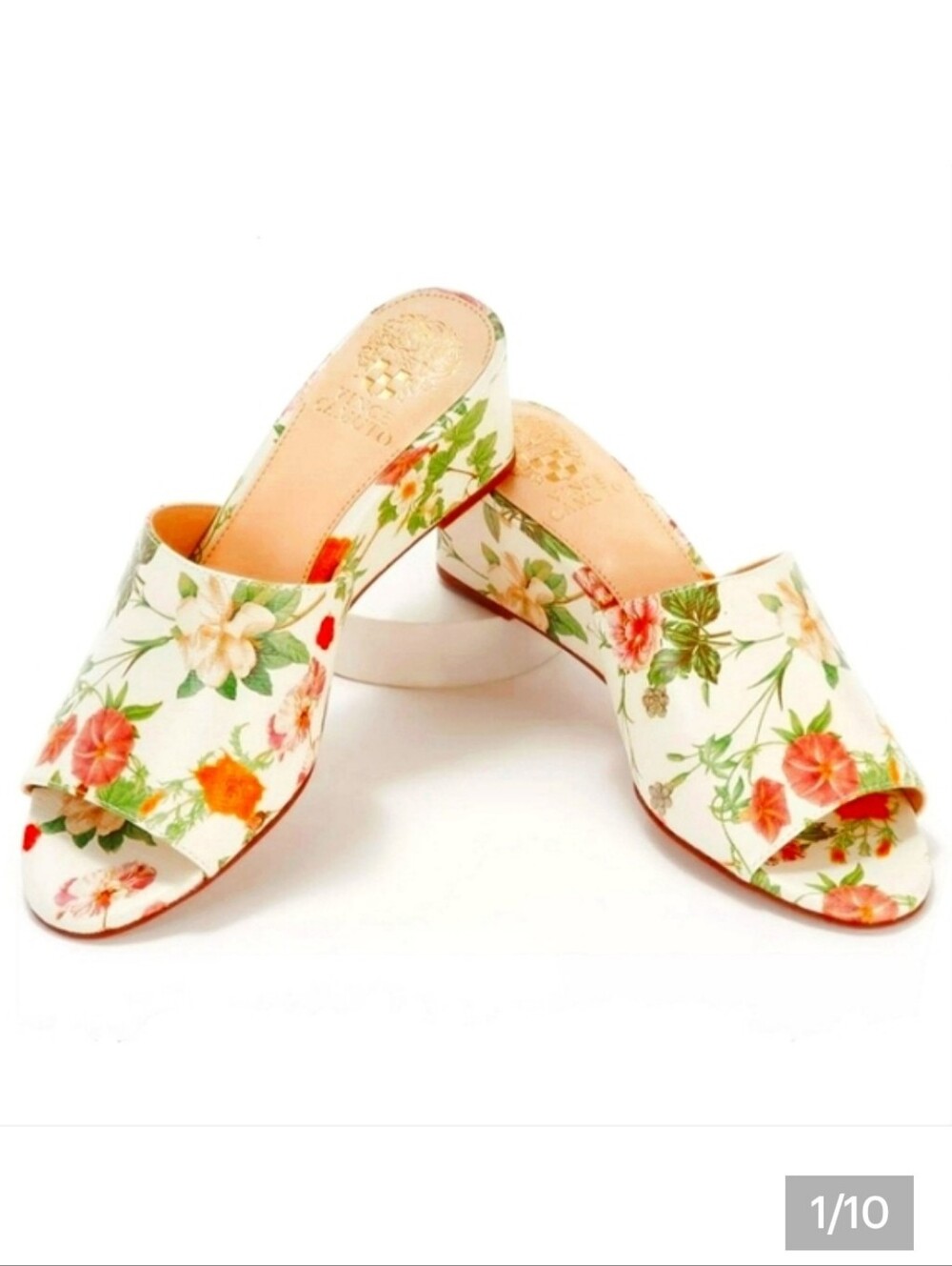 Vince Camuto Stephena Floral Boho Romantic Demi Wedge Slip on Mules Size 5.5